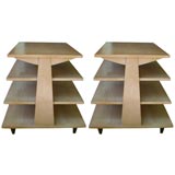 Pair Blonde 4-Tier End Tables