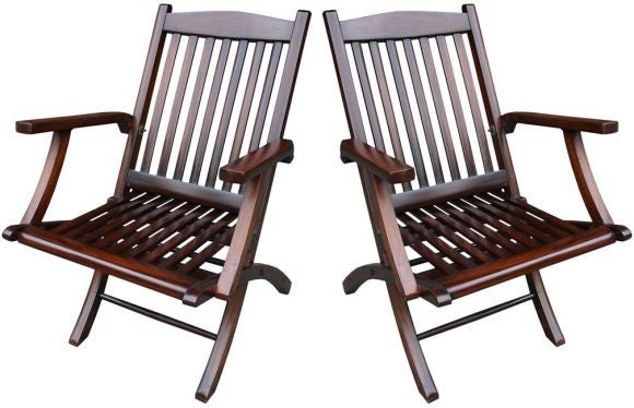 Pair Steamship Folding Chairs For Sale