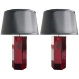 Pair Italian Glass Lamps