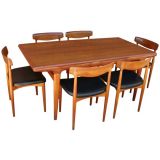 Solid Teak Danish Dining Set with Two Leaves