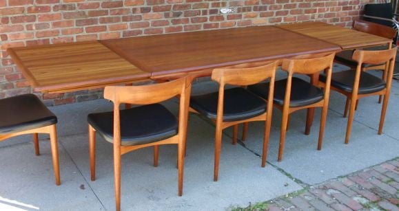 Solid Teak Danish Dining Set with Two Leaves