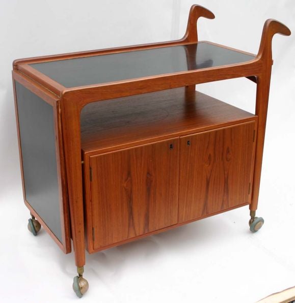 Teak Dropleaf Rolling Server