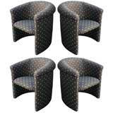 Set of Four Upholstered Barrel Chairs
