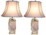 Pair of Springer Geometric Lucite Lamps