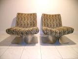 Pair of Stainless Slipper Chairs by Francois Monnet