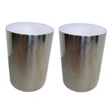 Vintage Pair of Heavy Guage Stainless Side Tables - Karl Springer