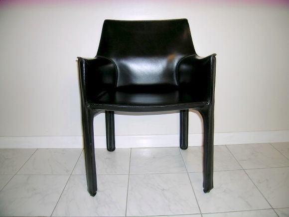 Eight Black Leather CAB Chairs - Mario Bellini