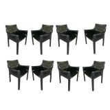 Eight Black Leather CAB Chairs - Mario Bellini