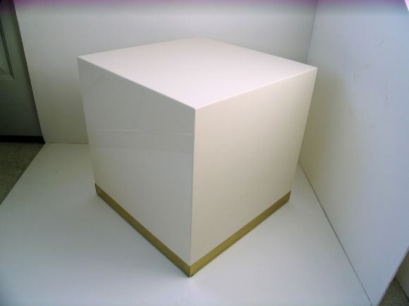 Pair of White Lacquer Side Tables by J.C. Mahey