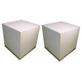 Pair of White Lacquer Side Tables by J.C. Mahey