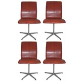 Set of Four Leather "Oxford" Chairs by Arne Jacobsen