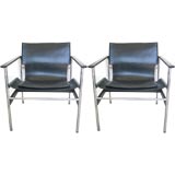 Vintage Leather Sling Chairs - Charles Pollack