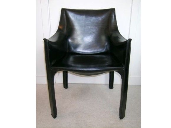 Four Black Leather CAB Chairs - Mario Bellini