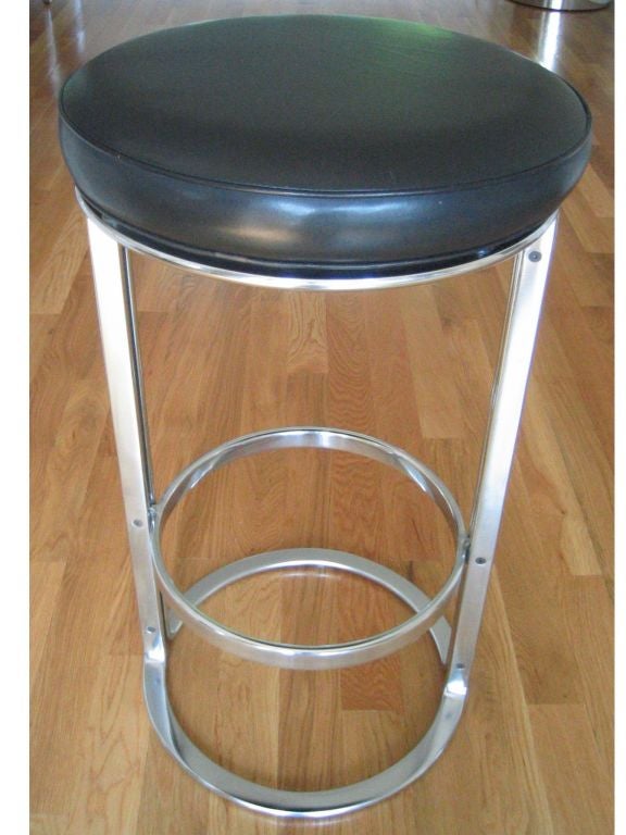 Leather Pair of Bar Stools - by Jorgen Kastholm and Preben Fabricius