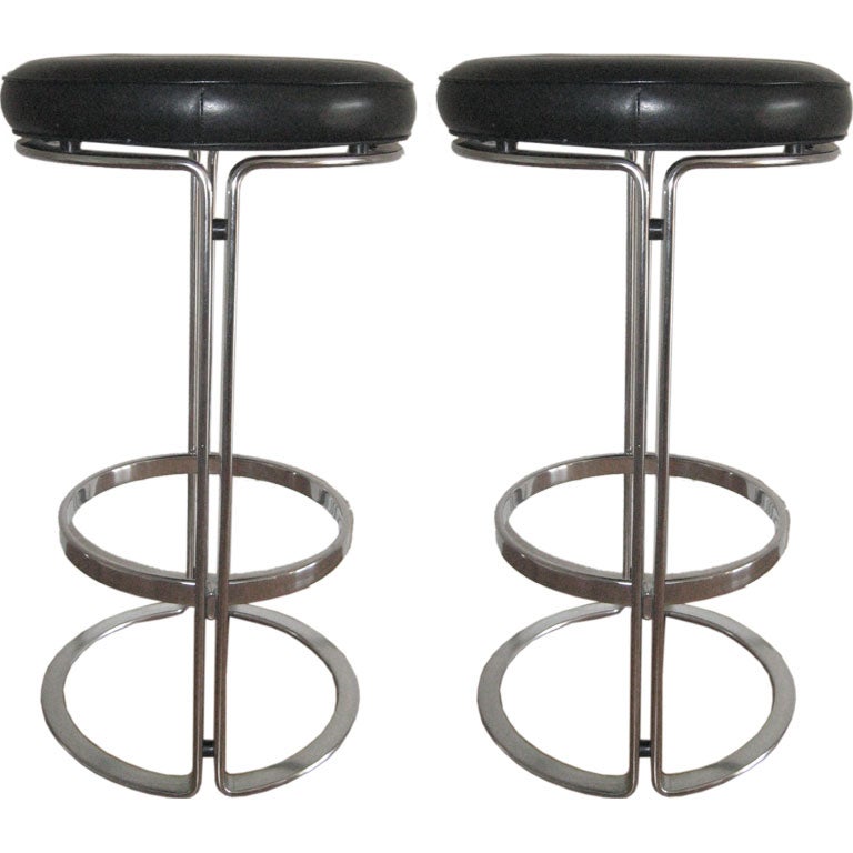 Pair of Bar Stools - by Jorgen Kastholm and Preben Fabricius