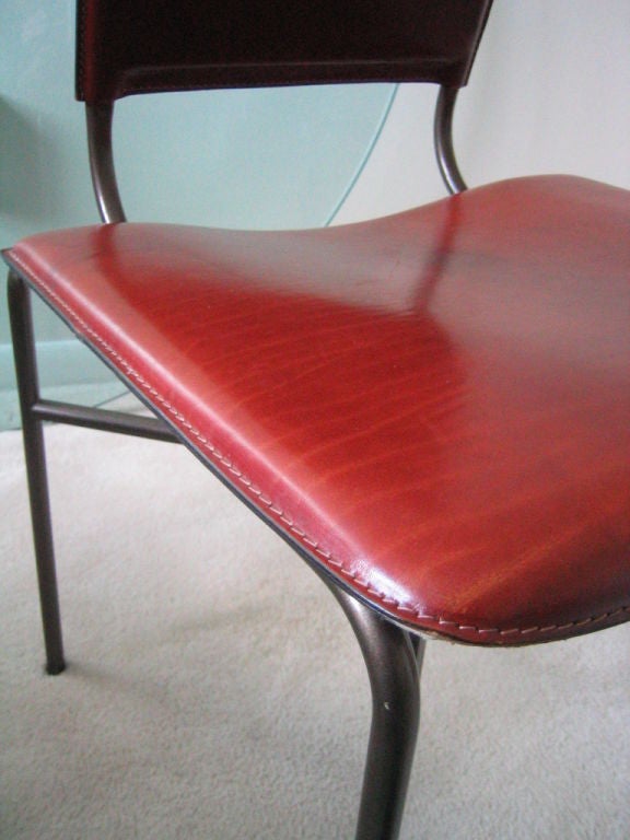 Stitched Leather Dining Set - Matteo Grassi, circa 1970s For Sale 5