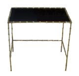 "Bamboo" Table with Black Mirror Top by Baguès