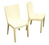Pair of Painted Parchment  JMF Chairs by Karl Springer