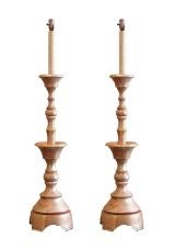 Pair of Silver-gilt Turned Table Lamps by James Mont
