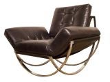 Pair of Super Wide Bent Chromed Chairs