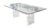 Lucite & Glass Dining Table by Karl Springer