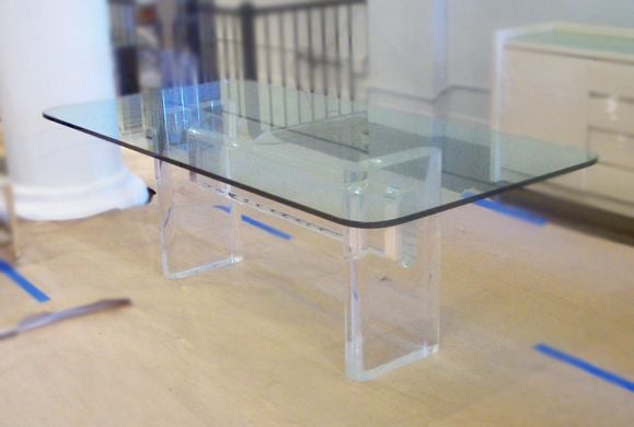 Lucite & Glass Dining Table by Karl Springer