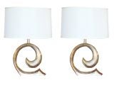 Pair of Bronze Table Lamps by Estelle Laverne