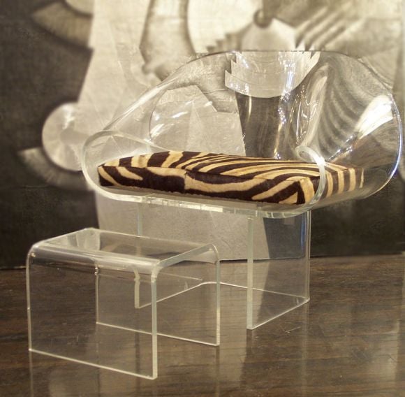 Clear Plexi Armchair and Ottoman by Estelle LaVerne