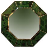 Green Octogon Faux Malachite Mirror by Karl Springer