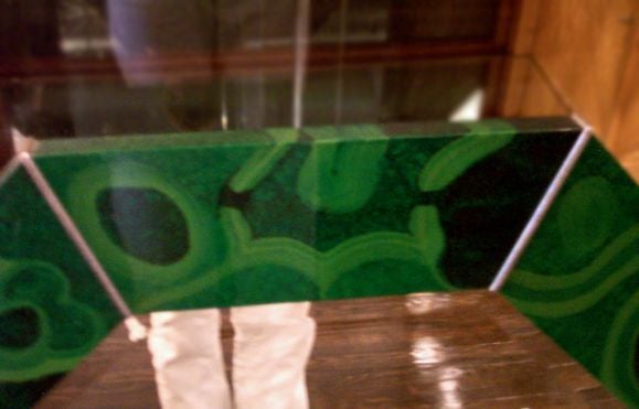 Green Octogon Faux Malachite Mirror by Karl Springer