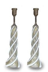 Glass Candy Striped Lamps by Seguso