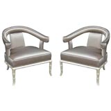 Pair of 1940's Silver-Gilt Bamboo Club Chairs