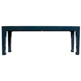 Lacquered and Blue/Black Glass Sofa Table by Karl Springer
