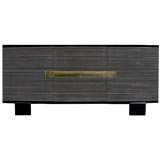 Black Laquered Sideboard by Jacques Adnet for Compagnie des Arts