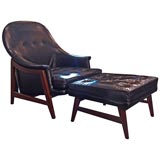 Leather Chair and Ottoman by Edward Wormley for Dunbar