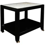Eggshell Inlay Black Lacquer Table by Karl Springer