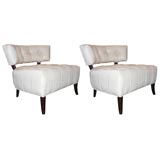 Pair of White Leather Slipper Chairs attributed to Billy Haines