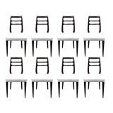 A Set of Eight Mahogany Dining Chairs by Osvaldo Borsani
