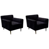 Pair of Suede Club Chairs by Dunbar