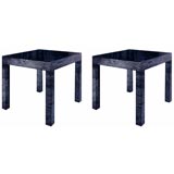 Pair of Blue-Smoke Mirrored End-Tables