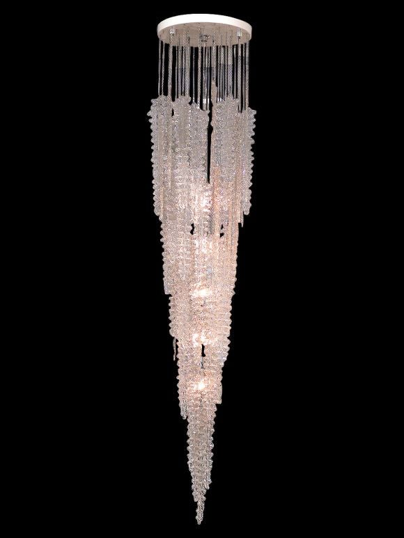 Stunning chandelier by Venini. Long slender design utilizing 