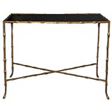 Black Mirror and Bronze Bamboo Table by Bagues