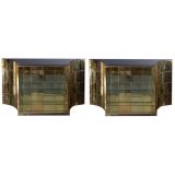 Pair of Gold Mirror Tiled Vitrines