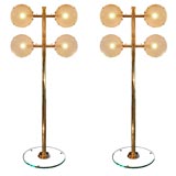Pair of Brass Floor Lamps by Stilnovo