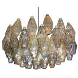 Gold and Smoke Polyhedral Chandelier by Carlo Scarpa for Venini