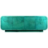 Emerald Green Lacquered Goatskin Console by Karl Springer