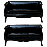 Pair of Patent Leather Settees by Richard Himmel