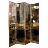 Smoked, Mirrored and Bleached Mahogany Folding Screen