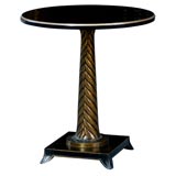 Black Lacquered Pedestal Table by James Mont