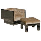 Vintage Cube Chair and Ottoman by Paul Evans
